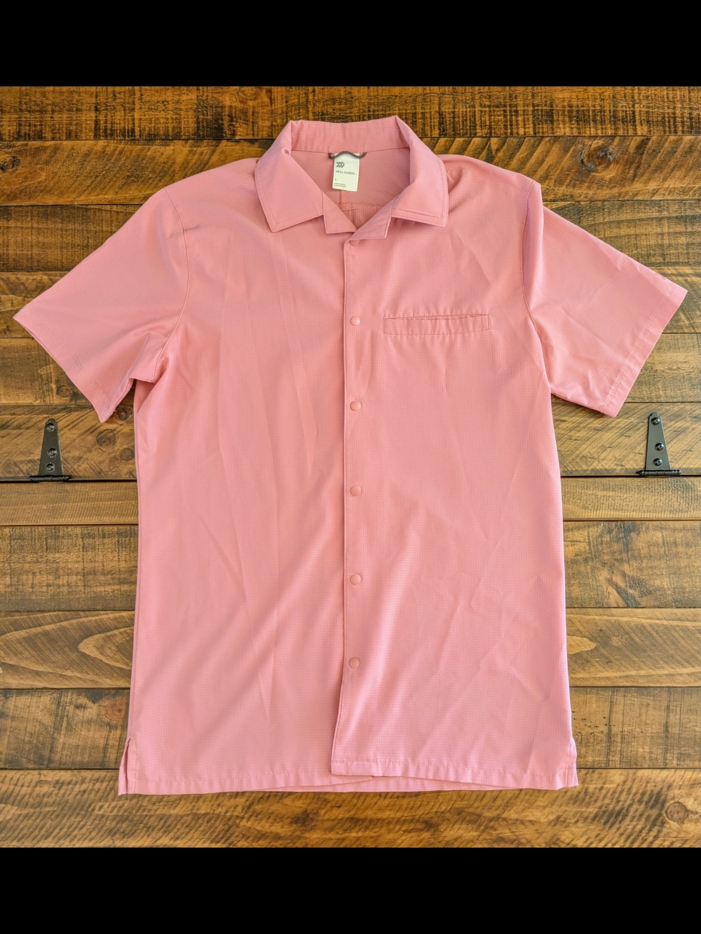 All In Motion Men's Small Short Sleeve Button Up Dri-Wicking Hiking Lightweight